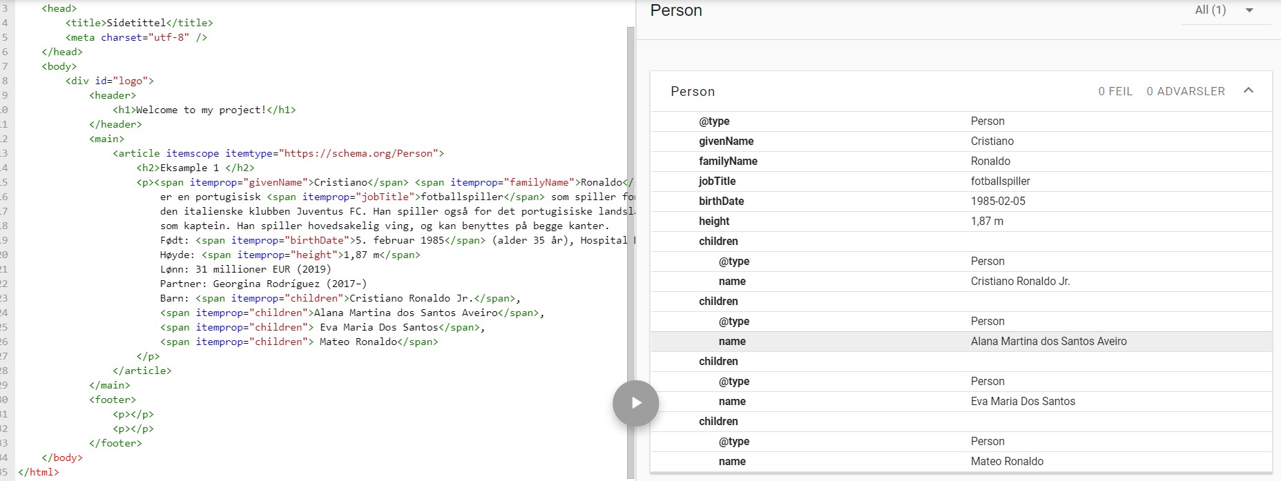 Microdata struktur
